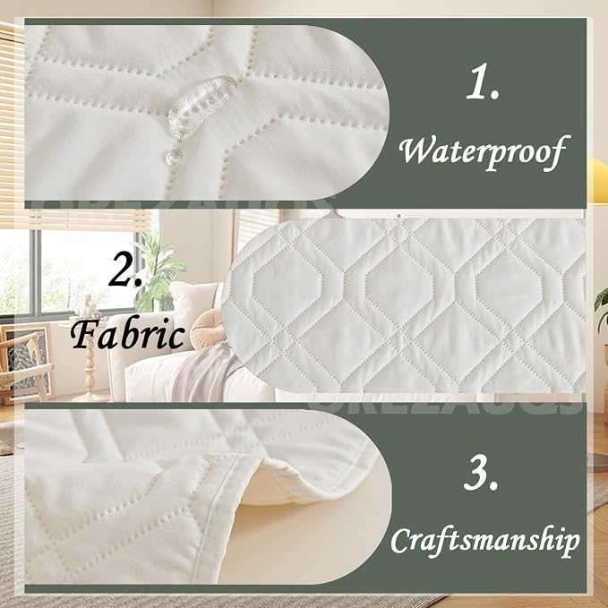 Waterproof Blanket Dog Bed Cover Non Slip Large Sofa Cover Dog Blanket for Couch Protection Pet Blanket for Furniture Bed Couch Sofa Reversible (White,210 * 305cm) - Image 4