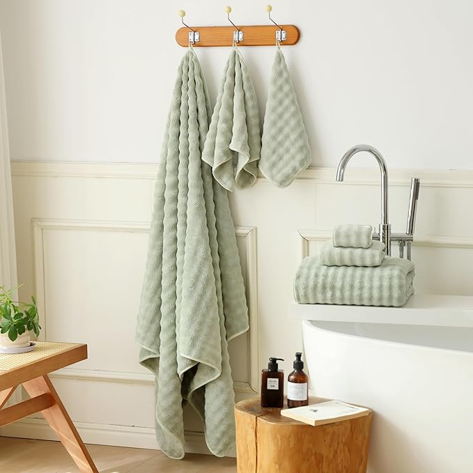 Bath Sheet 40x80 Inches Microfiber Extra Large BathTowel Super Soft Absorbent Quickly Dry Shower Towel for Bathroom (Sage Green,PK 1) - Image 3