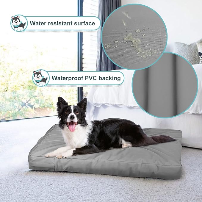 Explore Land Waterproof Dog Bed Cover Canvas Washable Dog Crate Pad Replacement Cover for 48 Inch Crate, 46Lx29Wx4H inch, Gray - Image 4