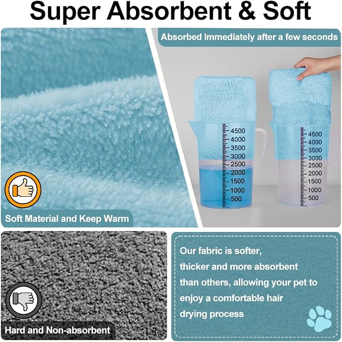 Medium to Large Size Dog Bathrobe, Quick Drying Super Absorbent, Warm Dog Towels, Adjustable Hoodies and Belts for Dog Bath Products (Blue,5XL) - Image 7