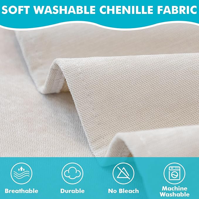 MINGPINHUIUS Sofa Cover Sectional Couch Covers: Chenille Textured Soft Loveseat Covers Non Slip 100% Waterproof Simple Couch Protector Pet-Friendly for Living Room (Ivory White,71 × 118in) - Image 4