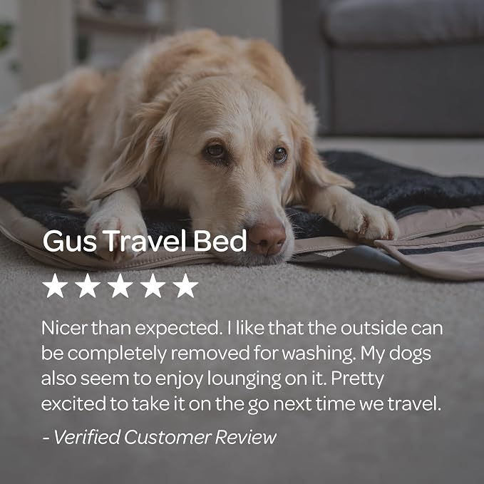 4 Cats & Dogs Gus Travel Bed – Portable Foldable Dog Bed & Pet Cushion Mat with Soft Faux Fur, Water-Resistant Nylon, Zippered Suitcase Design for Camping & Travel- Small (24″ x 31.5″), Sandy - Image 10
