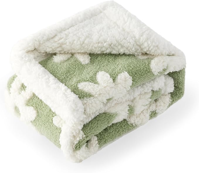 LE SURE Waterproof Dog Blankets for Medium Dogs Cute 3D Jacquard,30x40 | Puppy Blanket for Cat Aesthetic Gift, Warm Soft Sherpa Throw Washable, Reversible Pet Couch Protector, Flower Garden Green - Image 6