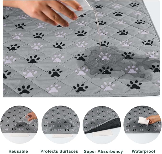 JERIA 2 Pack 72"x 72" Waterproof Non Slip Wee pad，Reusable Washable Pee Pads for Dogs，Absorbent and Leakproof Training Mats for Potty, Bed, Sofa, Potty Training - Image 4