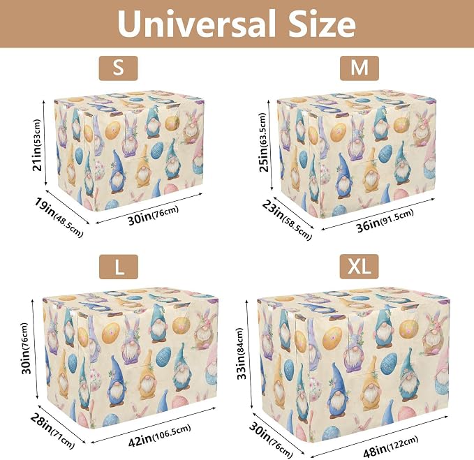 Dog Crate Cover Kennel Cover for Dog Cages Breathable for Wire Cage Indoor Outdoor Easter Gnomes Eggs Beige - Image 3