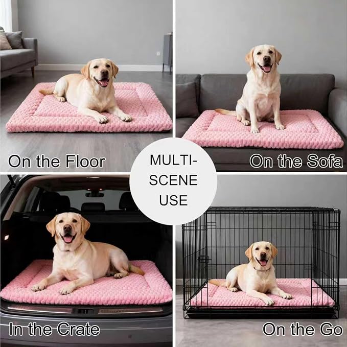Dog Bed Mat, Reversible Dog Crate Pad - Washable Kennel Mat with Soft Support Foam, Flat Kennel Pad for Dogs & Cats, Double Pet Bed Perfect for Cage (Pink, 35" L x 23" W x 0.8" Th) - Image 6