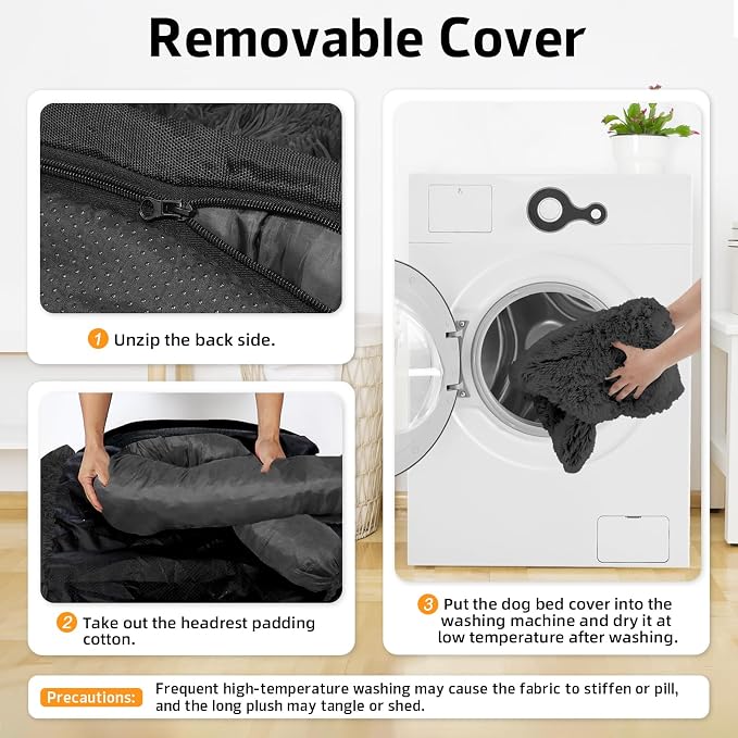 Calming Dog Bed Fluffy Plush Dog Mat for Furniture Protector with Removable Washable Cover for Large Medium Small Dogs and Cats (XS(31“x23.5”x5“), Dark Grey) - Image 4