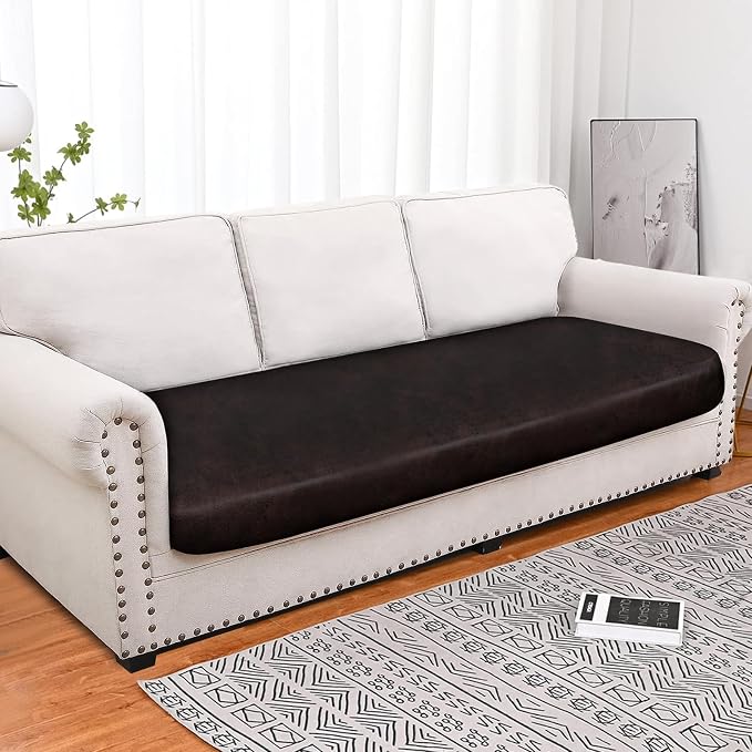 molasofa Leather Like Couch Cushion Covers Sofa Slipcovers Sets Couches Furniture Protector Covers for Sectional Armchair Loveseat Stretch Spandex Fabric, Machine Washable (1 Cushion Sofa, Red) - Image 5