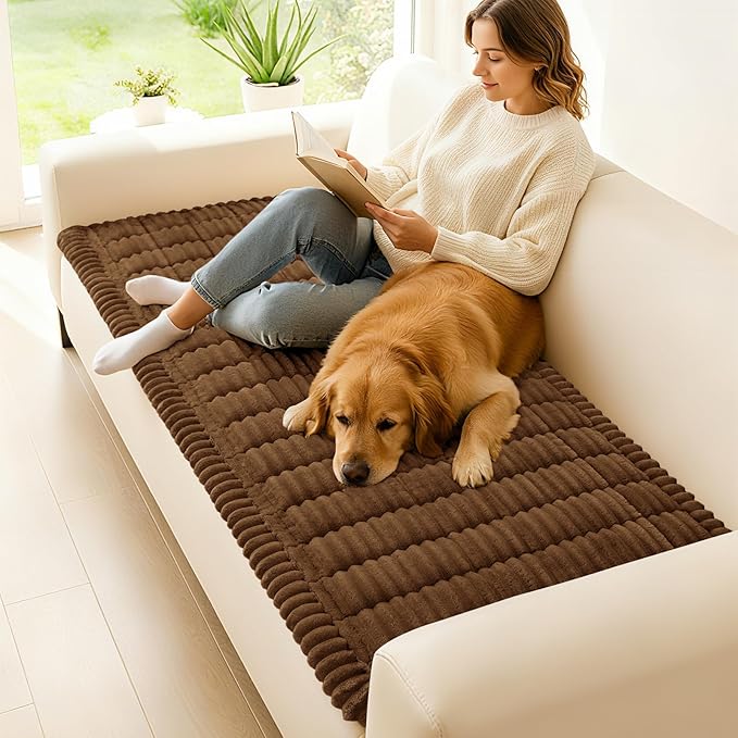hyha Couch Cover for Dogs, Washable Non Slip Plush Flannel Sofa Protector | Thick Flannel, Silicone Anti-Slip Backing, Pet Hair & Scratch Protection, Fits Sofa & Loveseat (27.6" x 88") - Image 2