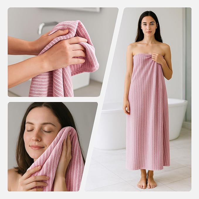 REDKISS 6-Piece Microfiber Bath Towel Set, Ultra Soft, Highly Absorbent & Quick Dry, 35x70 Inch Oversized, Pink Towels for Bathroom, Spa, Gym, 2 Bath 2 Hand 2 Washcloths - Image 7