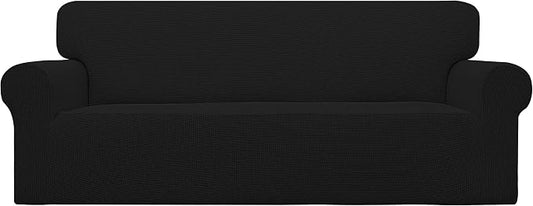 Easy-Going Stretch Oversized Sofa Couch Slipcover Washable Black | 1-Piece Extra large Sofa Cover Furniture Protector Couch Soft with Bottom for Kids, Polyester Spandex Jacquard by Easy-Going