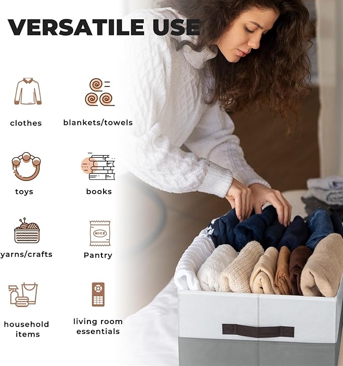 Criusia 6 Pack Clothes Bins for Organization - 16x12 Extra Large Storage Baskets for Shelves Closet Bedroom - Toy Storage Organizer Bins Boxes Cubes for Nursery - RV Apartment Essentials - Image 6