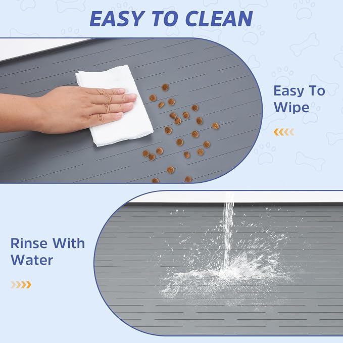 Large Dog Mats for Food and Water, 40"x30" Waterproof Pet Food Mats for Floor Nonslip Silicone Bowl Mats with Raised Edges - Image 6