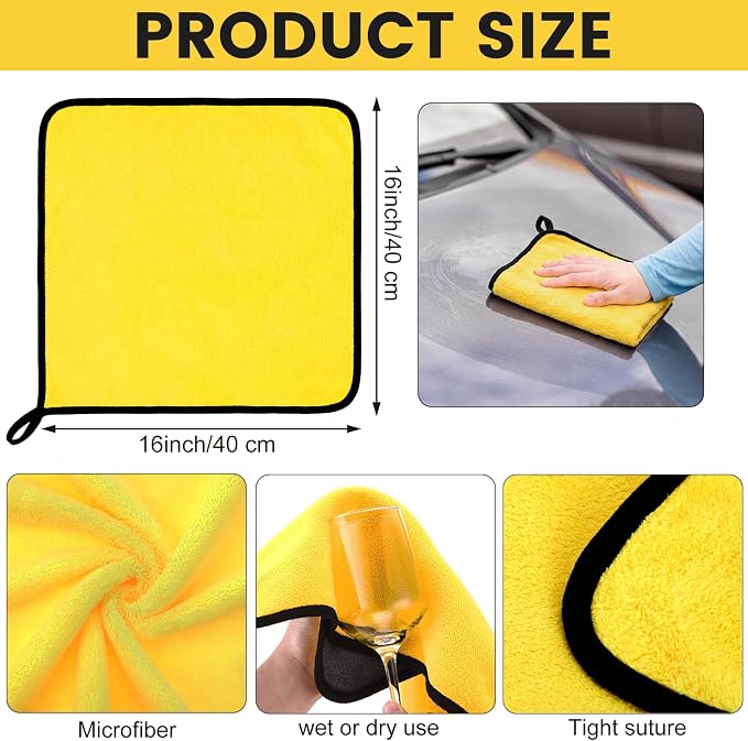 Tallew 300 Pcs Microfiber Towels:16"x16" Microfiber Drying Towels Bulk Micro Fiber Car Cleaning Cloth for Cars Drying Washing Polishing Office Windows Cleaning Household Supplies (Yellow) - Image 2