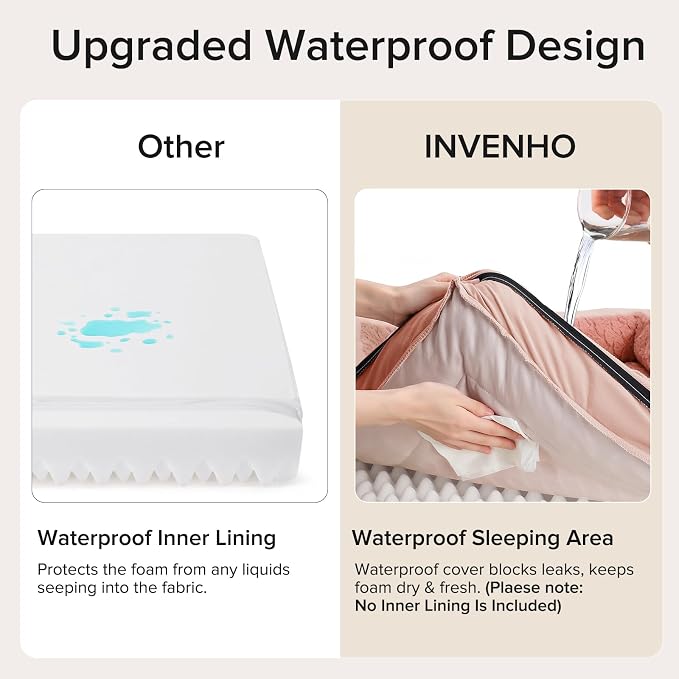 INVENHO Jumbo Orthopedic Dog Bed for Extra Large Dogs, Waterproof, Egg-Crate Foam Dog Couch Bed with Washable Removable Cover, Waterproof Lining and Nonskid Bottom - Image 3
