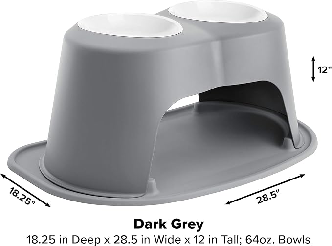 WeatherTech Double High Pet Feeding System w/Plastic Dog/Cat Bowls - 12" High Stand Dark Grey (PDHC6412DGDG) - Image 5