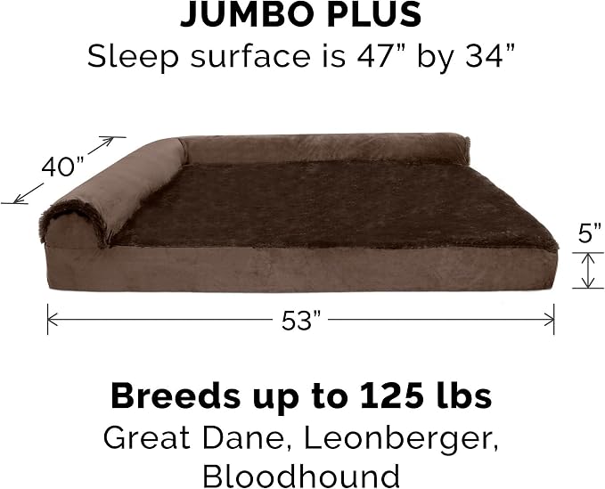 FurHaven Orthopedic Dog Bed & goDog Toy - Squeaky Plush Fat Rooseter with Chew Guard Technology for Large Dogs - Plush & Velvet L Shaped Chaise - Sable Brown, Jumbo Plus/XXL - Image 4