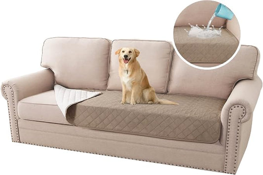H.VERSAILTEX Couch Cover for Dogs Washable 100% Waterproof Sofa Cushion Cover Dog Bed Cover Non-Slip Pet Blanket for Sofa Cushion Protector, 35" x 74", Khaki by HVERSAILTEX