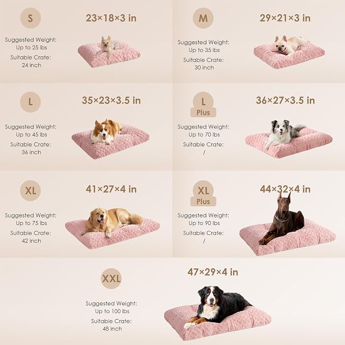 EHEYCIGA XXL Washable Dog Bed for Crate 47x29 Inch, Kennel Pad for Extra Large Dogs Up to 100 lbs, Plush and Comfy Pet Sleeping Mat, Pink - Image 7