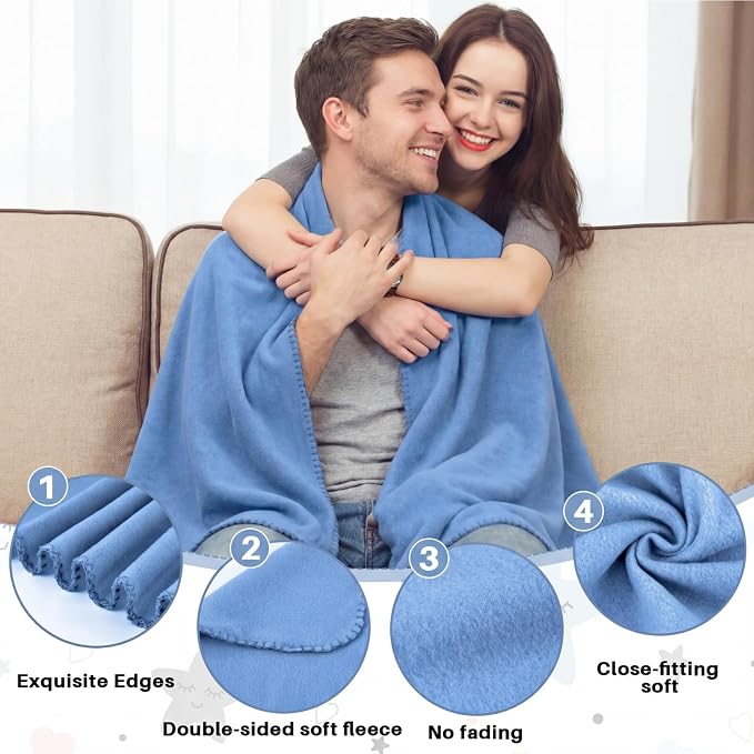 Newwiee 48 Pcs Bulk Fleece Throw Blankets 50'' x 60'' Oeko-tex Standard 100 Certified for Outdoor Wedding Guest Blankets Donation Homeless Sleepover Lap Pet Sofa, All Seasons Use (Blue Shades) - Image 3