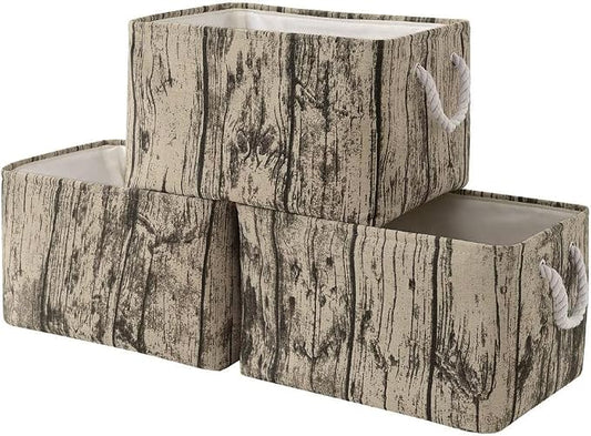 TcaFmac Fabric Storage Basket, Decorative Canvas Storage Bins Baskets for Gifts Empty Tree Stump by TcaFmac