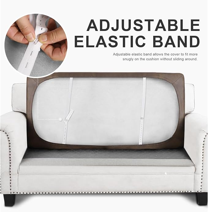 Leather Like Couch Cushion Covers Sofa Slipcovers Sets Couches Furniture Protector Covers for Sectional Armchair Loveseat Stretch Spandex Fabric, Machine Washable (1 Cushion Loveseat, Light Brown) - Image 5