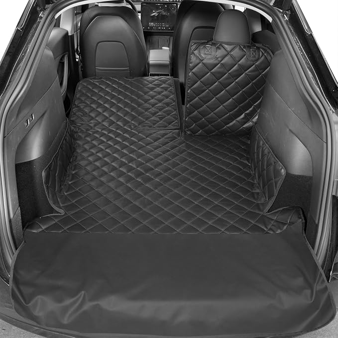Heavy-Duty Leather SUV Cargo Liner for Fold Down Split Seats, Armrest Pass-Through Compatible, Pet-Friendly, Ideal for Dogs by Unknown