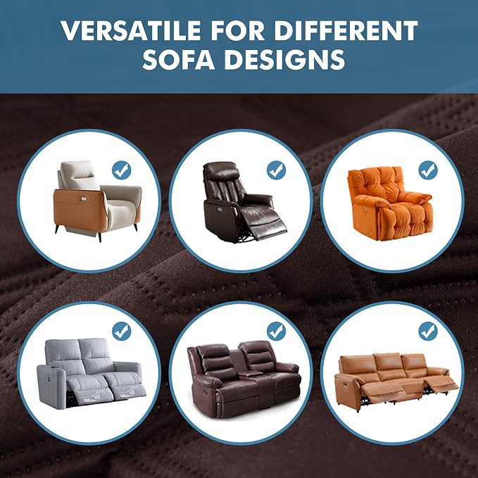 Genina 100% Waterproof Recliner Chair Covers, Anti-Slip Recliner Cover Dog Couch Cover Furniture Protector, Reclining Sofa Slipcover for Pets Dogs, 1 Piece (Chocolate, Recliner) - Image 6