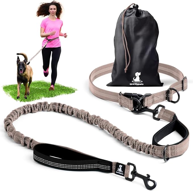 SparklyPets - Hands Free Dog Leash with Reflective Stitches - Waist Leash for Medium & Large Dogs Walking, Hiking, Training, Jogging, Canicross, Running by SparklyPets