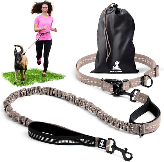 SparklyPets - Hands Free Dog Leash with Reflective Stitches - Waist Leash for Medium & Large Dogs Walking, Hiking, Training, Jogging, Canicross, Running by SparklyPets