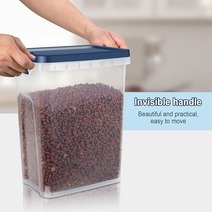 5-7Lbs Dog Cat Storage Container with Airtight Lids, With Locking Lids Plastic Bin PBA-Free for Pet food, Rice, Rice, Oatmeal, Bird Seeds, Flour, Dried Fruits, Easy to Carry and Clean-Cool Blue - Image 7
