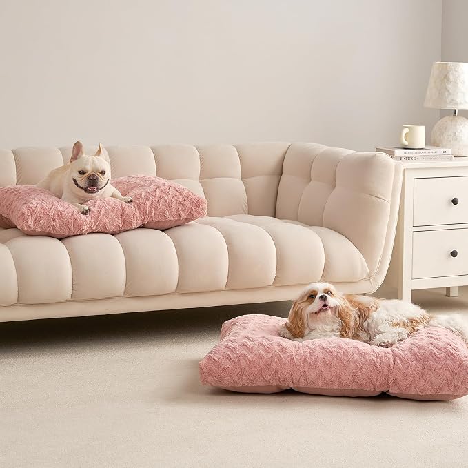 EHEYCIGA Washable Small Dog Bed for Crate 23x18 Inch, Kennel Pad for Puppy Up to 25 lbs, Plush and Comfy Pet Sleeping Mat, Pink - Image 8
