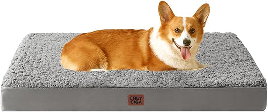 EHEYCIGA Orthopedic Dog Bed Large with Removable Washable Cover, 35x23 | Egg Crate Foam Support, Durable Oxford fabric, Non-Slip Bottom, Machine Washable, Soft Waterproof Plush Pet Bed Mat For Crate by EHEYCIGA