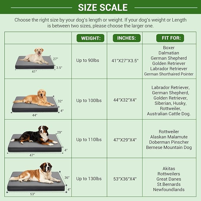 Vonabem Outdoor Waterproof Dog Bed Washable, Extra Large XL Pet beds 44 inch,Wipeable Leather Anti-Slip Kennel Pads with Removable Cover Reversible, 44"x32" Grey - Image 8