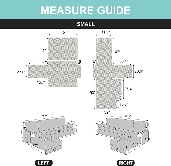Genina Waterproof L Chaise Sectional Cover for Kids Pets (Chocolate, Small) | Reversible Design,Anti-Slip Fit,Blocks Pet Hair and Scratches,Stain-Resistant & Easy Install,Machine Washable - Image 4