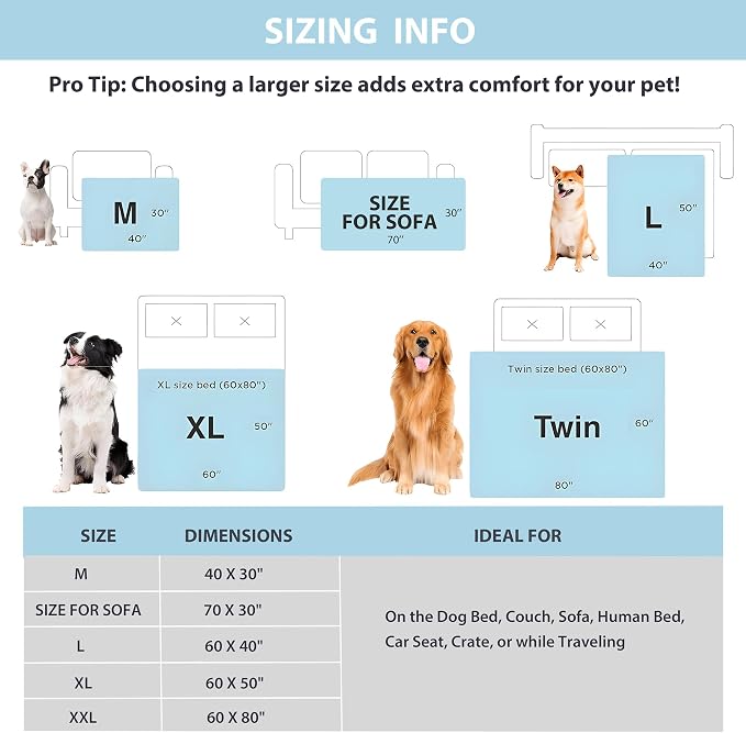 Cooling Blanket for Dogs - Q-MAX>0.4 Waterproof Pet Throw Blanket Bed Cover, Non-Slip Dog Blankets for Couch Protector, Washable Furniture Cover for Summer, Pearl Blue,50x60 - Image 6