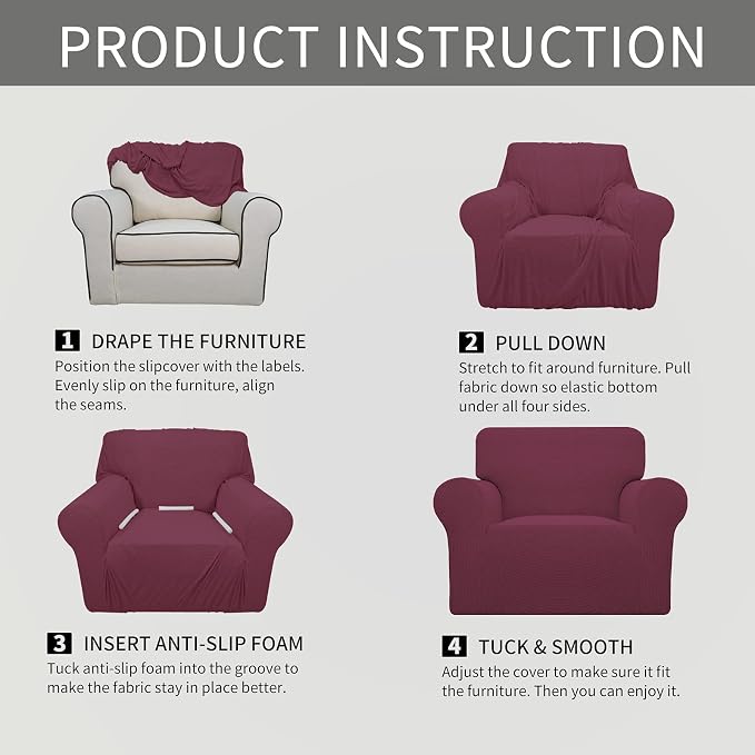 Easy-Going Stretch Oversized Chair Slipcover with Arm Washable ASH Rose | 1-Piece Large chair covers armchair Furniture Protector for Living Room chair and a half cover Soft For Kids, Pet. - Image 6