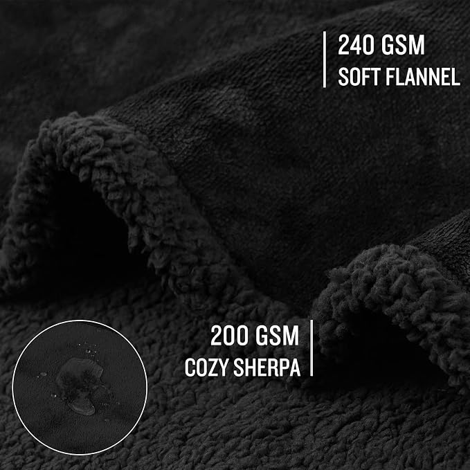 Luciphia Waterproof Pet Blanket, Liquid Pee Proof Dog Blanket for Sofa Bed Couch, Reversible Sherpa Fleece Furniture Protector Cover for Small Medium Large Dogs Cats, Black Thicken Large（65" x 57"） - Image 4