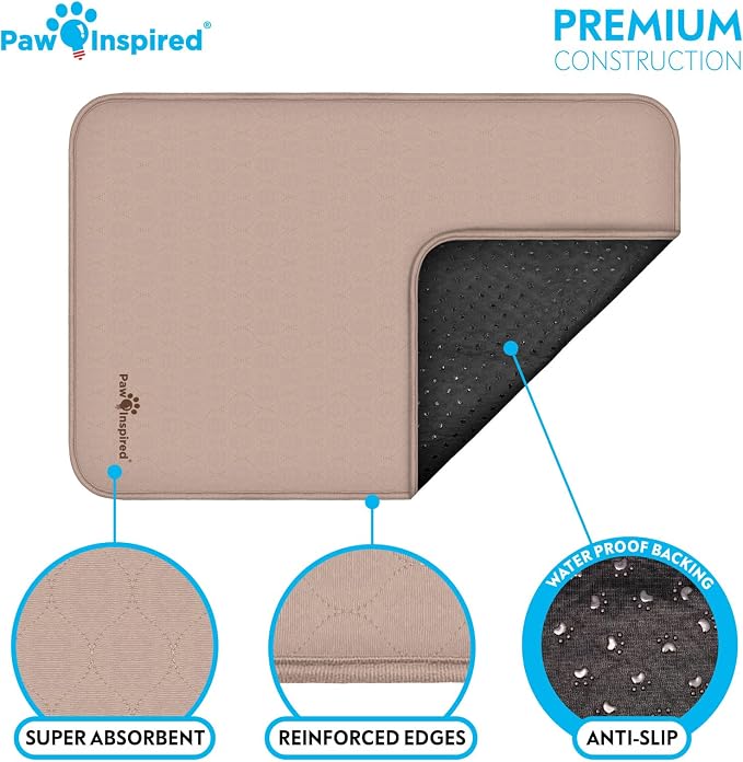Paw Inspired Washable Crate Liners for Dogs, 35x22 Inch, 2 Pack | Fits 36 Inch Kennels, Leakproof, Non-Slip Pee Pads, Reusable Puppy Pads for Potty Training, Whelping, Waterproof Pet Mat - Image 4