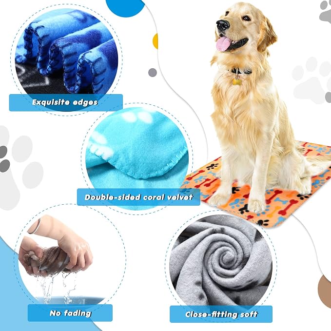 Chumia 28 Pieces Puppy Blanket Bulk Small Fleece Pet Blanket for Puppy Dogs Kitten Cats Pets Soft Warm Paw Print Sleep Mat Bed Covers, 28 Styles(23.6 x 27.6 Inch) - Image 4