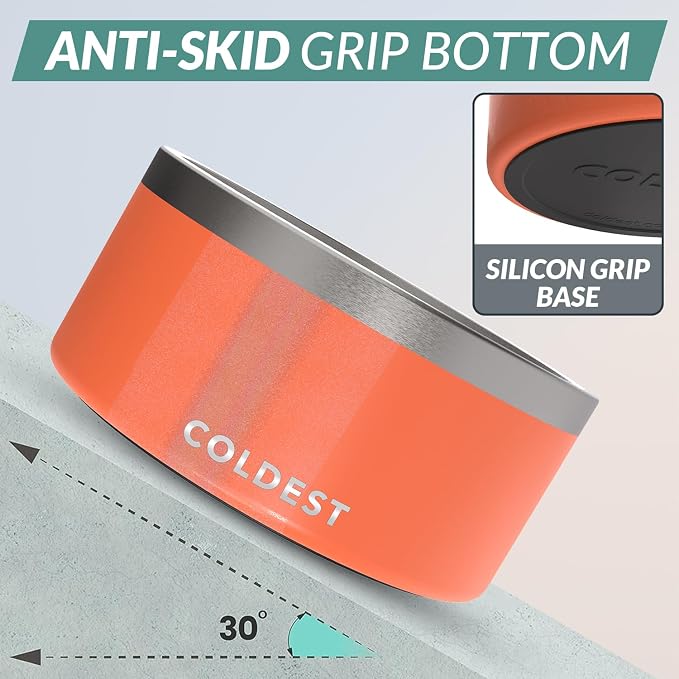 Coldest Dog Bowl - Anti Rust Metal, Non Slip, 3 Layers Insulated Stainless Steel Dog Bowls - Spill Proof & Heavy Duty - Water Bowl for Dogs, Cats & Pets, Dish Washer Safe (200 oz, Candy Red Glitter) - Image 2