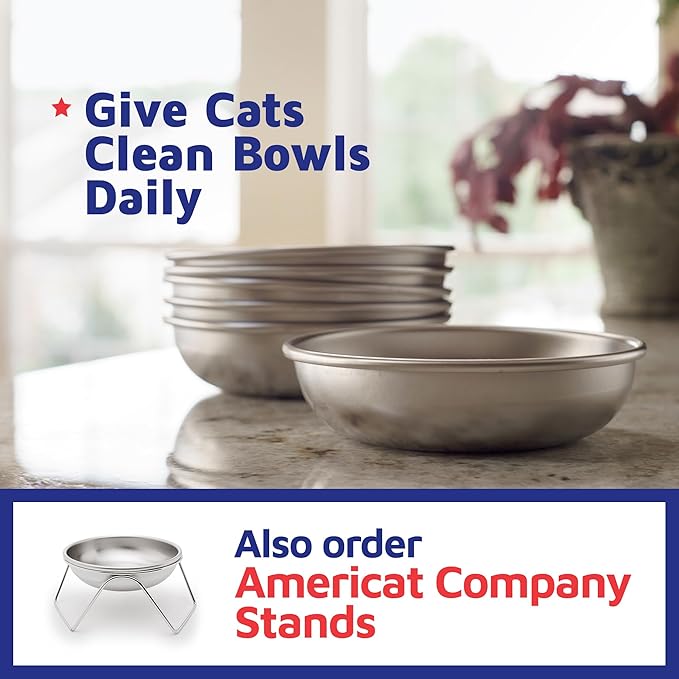 Stainless Steel Cat Bowls for Food & Water by Americat – Made in USA – Dishwasher Safe, Human Grade, Whisker Friendly Dishes (6 Bowls) - Image 6