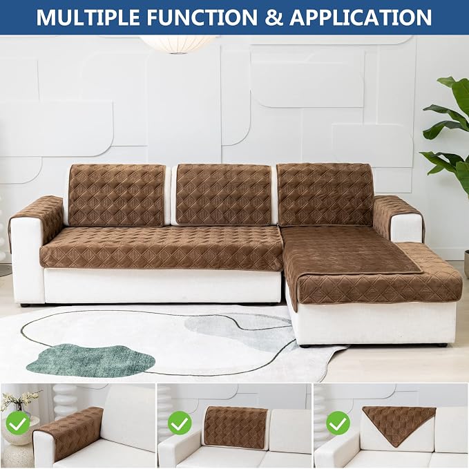Eismodra Armrest Covers,Sectional Couch Covers,L Shape Sofa Slipcover Furniture Protector for Dogs Cats Pet Chaise Lounge 3 Cushion Couch Loveseat,Light Brown 28 x 28 inches (Only 1 Piece) - Image 2