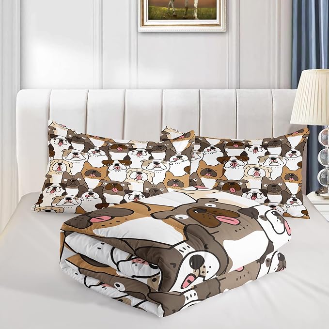 QOOMO Kawaii Dog Comforter Twin Size,Dogs Comforter Set for Kids Teens Girls Boys,3Pcs Bedding Set Printed Comforter with 2 Pillowcases,Down Alternative,Soft and Lightweight，Twin Size - Image 4