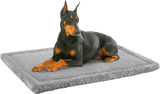 BEAUTYZOO Dog Bed Crate Pad 48 x 30 inch, Washable Dog Crate Mat for XX-Large Sized Dogs, Anti-Slip Pet Crate Bed Kennel Pad, Durable Cozy Puppy Sleeping Mat Rectangle Mattress, Grey by BEAUTYZOO
