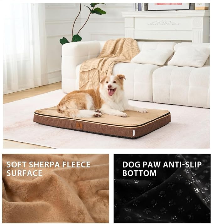 LIORCE Memory Foam XL Dog Bed - 4” Thick Orthopedic Beds for Extra Large Dogs - Waterproof Dog Bed with Removable Washable Cover & Wrap-Around Zipper - Ultimate Comfort and Easy Maintenance - Image 5