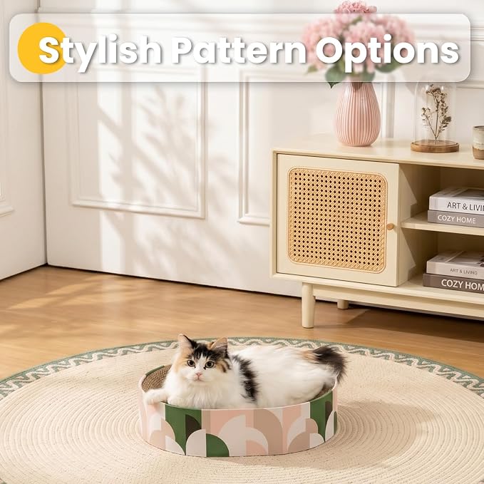 Conlun Oval Cat Scratcher Bed | Scratching Bowl Lounge for Kittens | Medium | Corrugated Cardboard Pad | Concave Shape | No Mess Enclosed Base | Serves as Couch Furniture Protector - Image 3