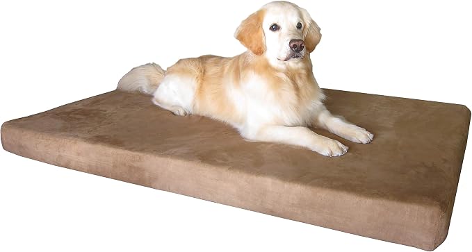 Dogbed4less Jumbo Orthopedic Memory Foam Dog Bed for Large Dogs, Washable Durable Cover, Waterproof Liner and Extra Pet Bed Case, 55"X47"X4", Brown by Dogbed4less