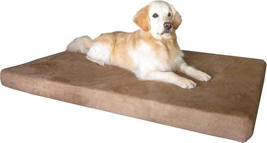 Dogbed4less Jumbo Orthopedic Memory Foam Dog Bed for Large Dogs, Washable Durable Cover, Waterproof Liner and Extra Pet Bed Case, 55"X47"X4", Brown by Dogbed4less