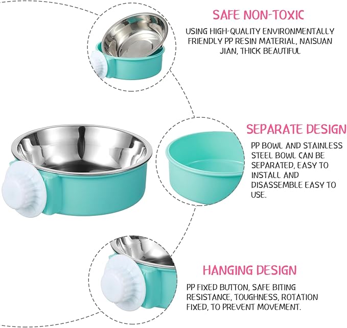 Mimorou 24 Pcs Crate Bowls Bulk Puppy Dog Bowls for Kennel Removable Stainless Steel Crate Water Bowl Kennel Hanging Food Feeders Coop Cup for Cat Puppy Rabbit Birds Ferret Guinea Pigs - Image 4